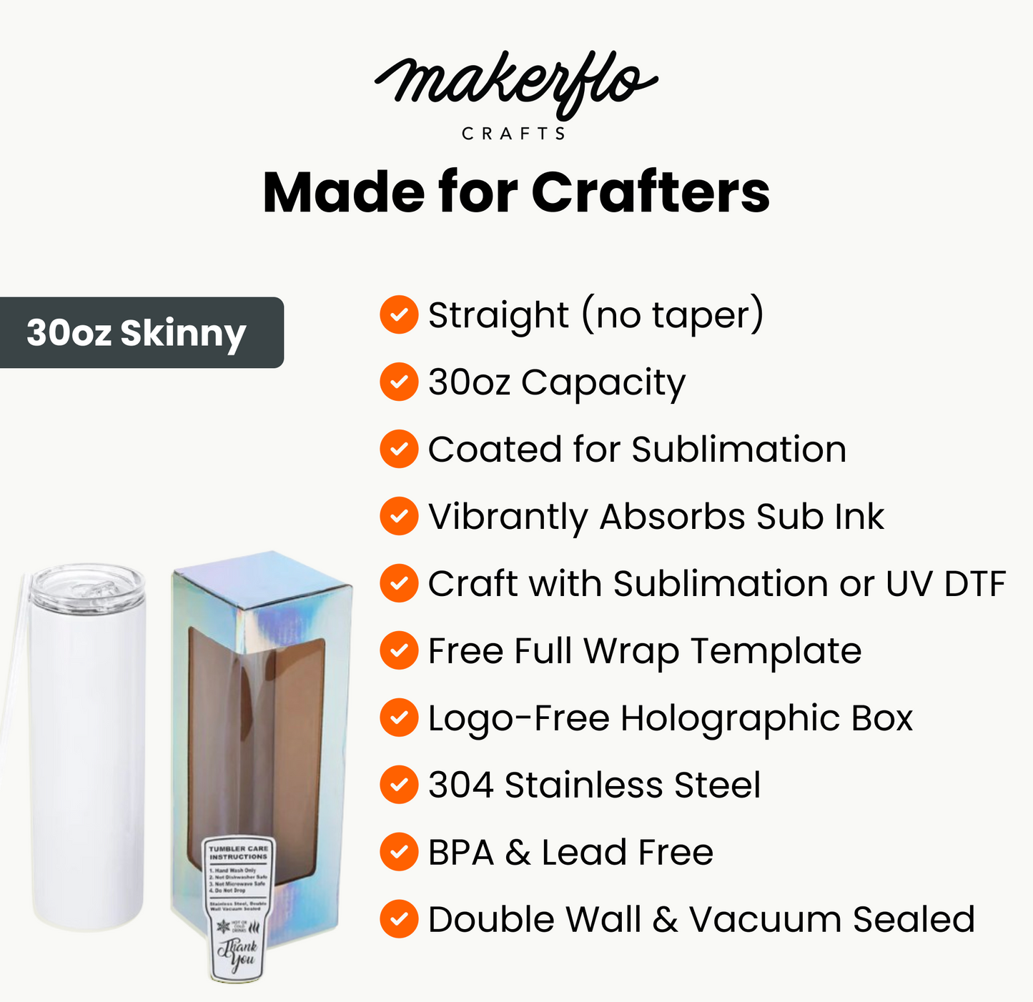 30oz Skinny Sublimation Tumbler