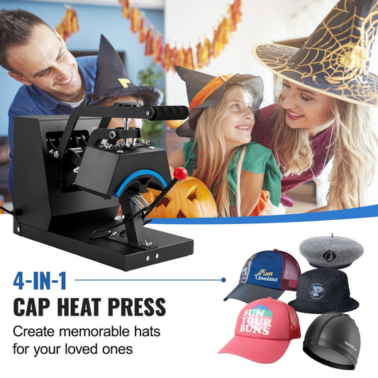 VEVOR Hat Heat Press Cap Heat Press Machine 4 Heating Pads Sublimation Transfer